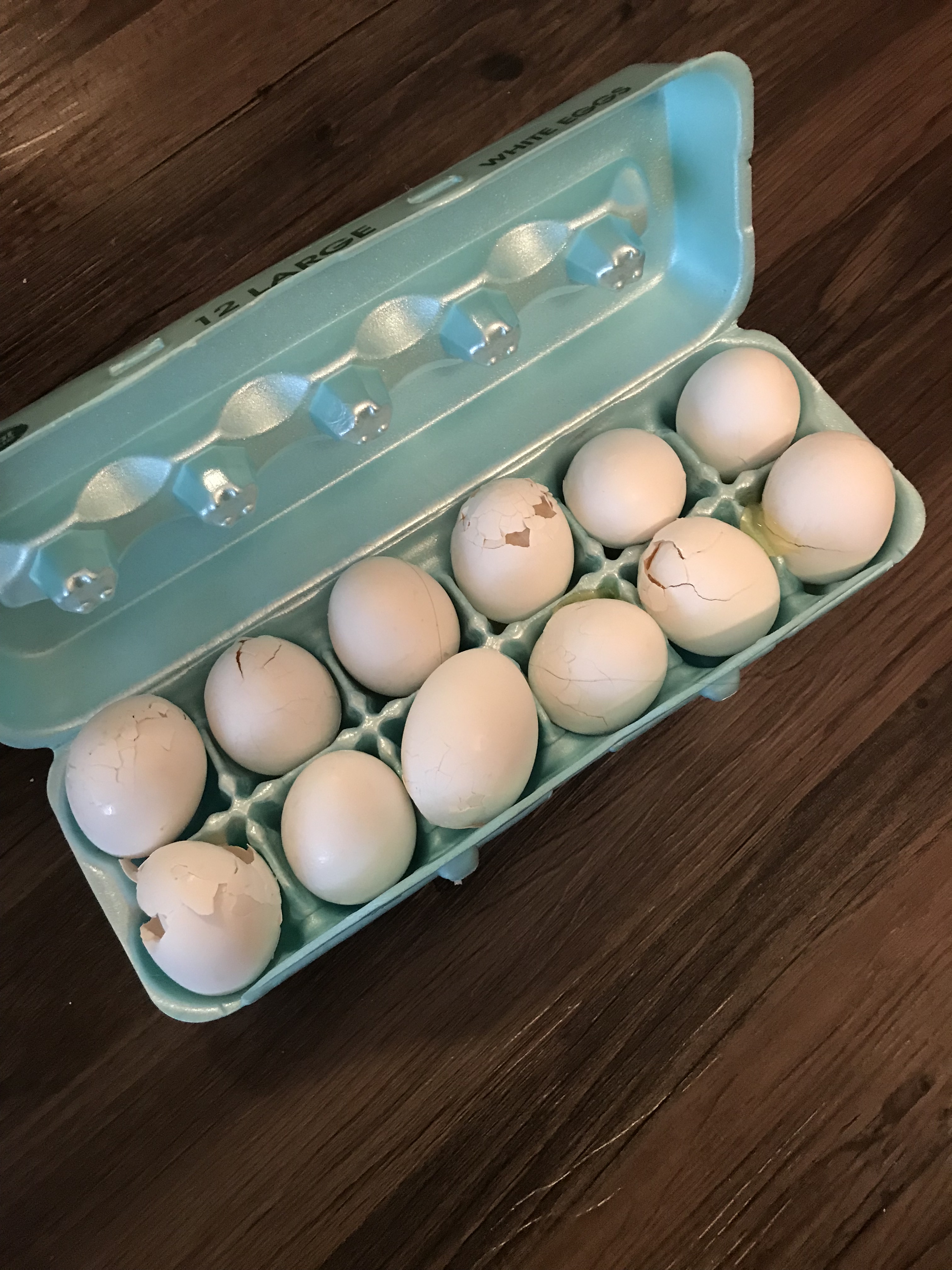 dozen cracked eggs